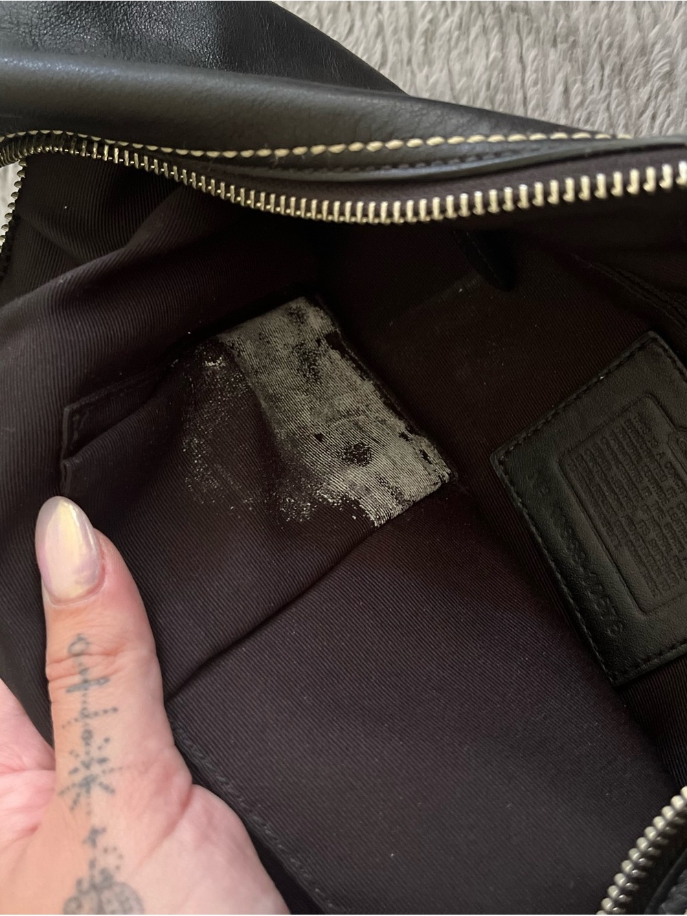 Coach Black Leather Hobo Bag with Contrast Stitching - Picture 9 of 9